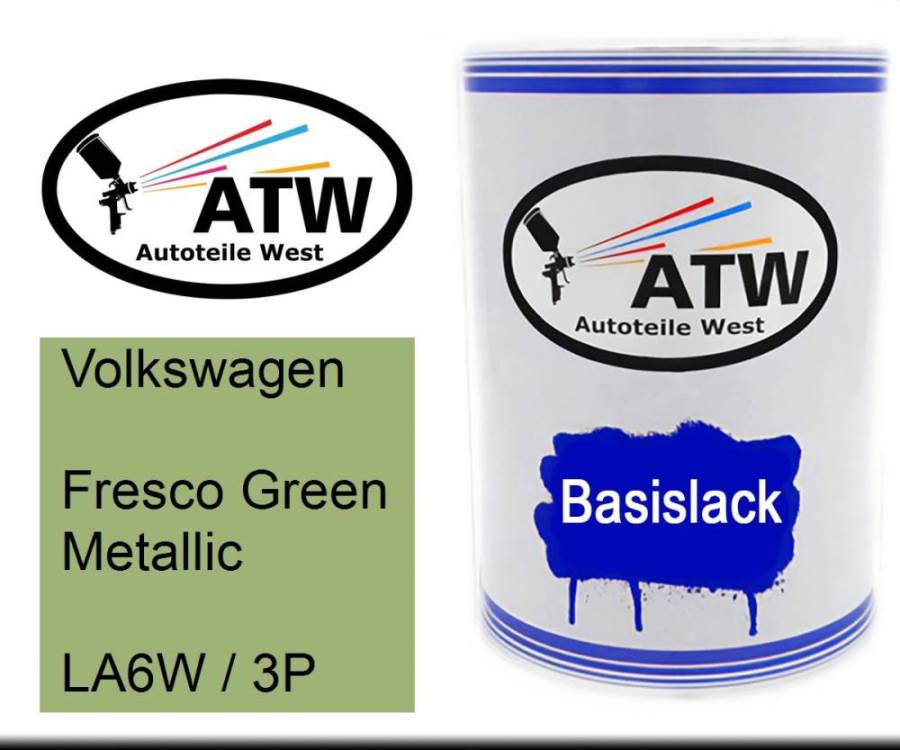 Volkswagen, Fresco Green Metallic, LA6W / 3P: 500ml Lackdose, von ATW Autoteile West.